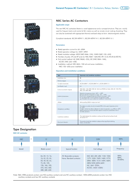 Trang bìa NXC AC Contactor Catalogue