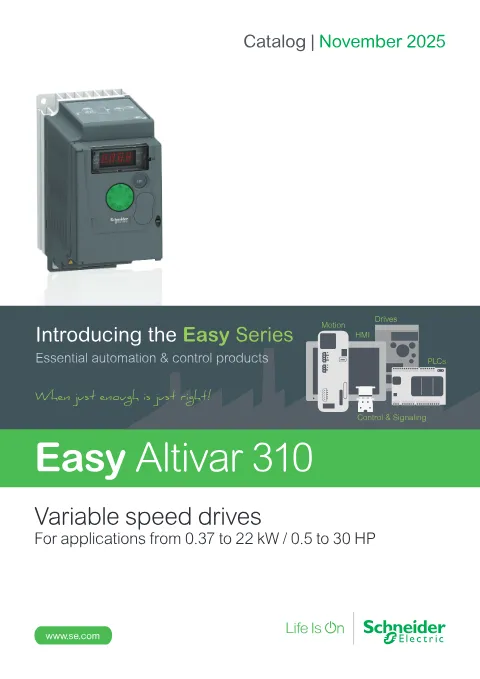 Trang bìa Easy Altivar 310 Variable Speed Drives Catalogue
