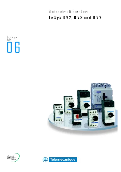 Trang bìa TeSys GV2, GV3, GV7 Motor Circuit-Breakers Catalogue