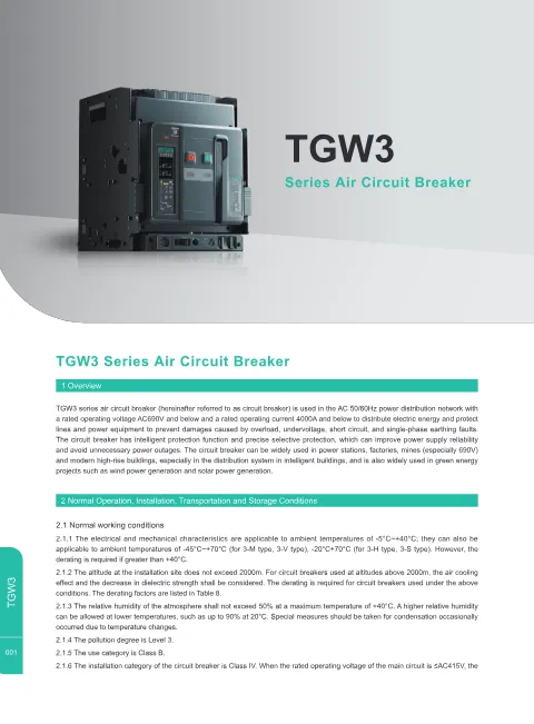 Trang bìa TGW3 Series Air Circuit Breaker